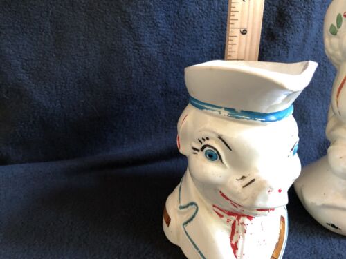2 ~ Vintage Shawnee & Souvenir Pottery Smiley Pig Ceramic Pitchers ~ As Found - Picture 3 of 12