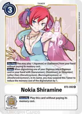 BT5-092 Nokia Shiramine Rare Mint Digimon Card | eBay