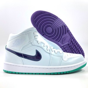 jordan 1 mid green purple white