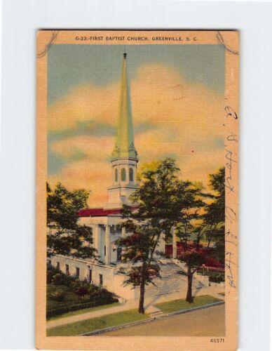 Postcard First Baptist Church Greenville South Carolina USA - Afbeelding 1 van 2