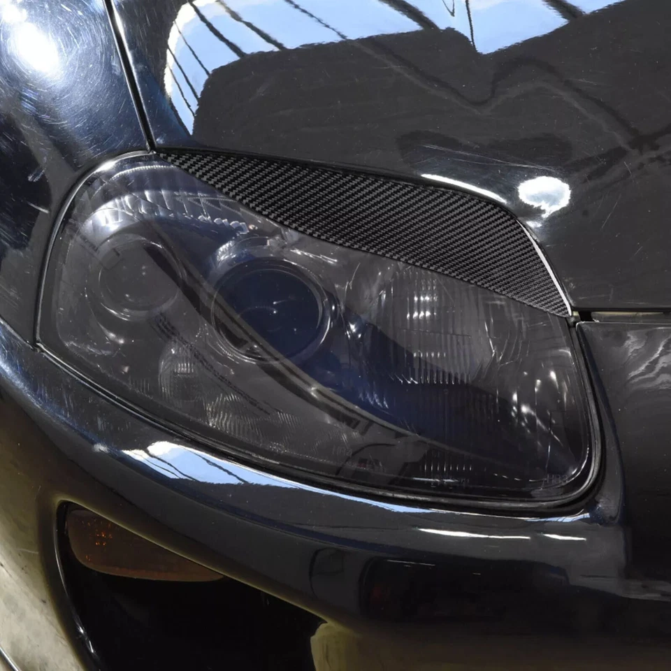 2Pcs Carbon Fiber Headlight Eyelid Eyebrow Cover Decal For Toyota Supra 1993-98 - Изображение 3 из 4