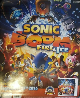 SONIC BOOM FIRE & ICE Game Promo Poster Nintendo 3DS Exclusive Gamestop Rare