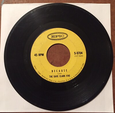 The Dave Clark Band Theme Without A Name/ Because 45 Rpm 7  Vinyl