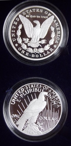 Juego de 6 monedas de dólar de plata Morgan & Peace 2024 en caja de madera grabada - Imagen 7 de 14
