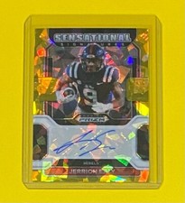 2022 Prizm Jerrion Ealy SENSATIONAL SIGNATURES GOLD ICE PRIZM SP #SS-JEA RC AUTO