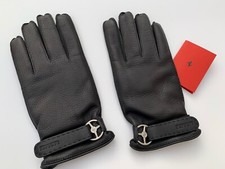 Guanti in vera pelle nera Ferrari Medium M - fodera in cashmere