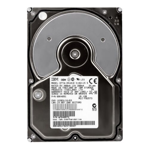 Hard Drive IBM 00K4091 DTTA-351010 10GB 5400RPM 430KB CACHE ATA 3.5'' Inch - Picture 2 of 3