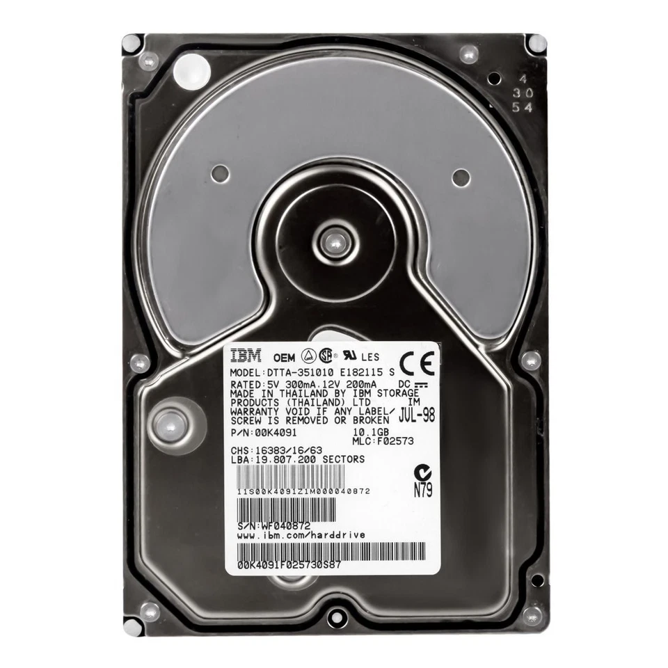 Hard Drive IBM 00K4091 DTTA-351010 10GB 5400RPM 430KB CACHE ATA 3.5'' Inch - Image 2 of 3