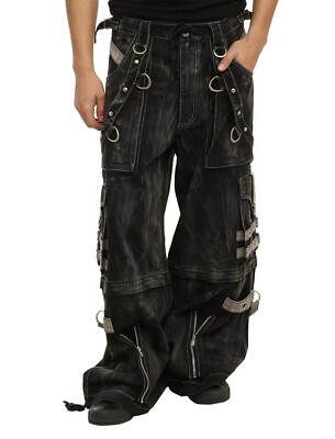 Gothic Black & Amp Grey Overdyed Zip Off Pants