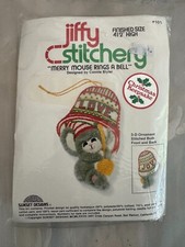 Jiffy Stitchery Merry Mouse Rings A Bell Christmas Orn 101 NEW SEALED VTG