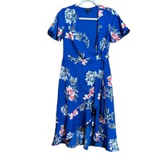 Banana Republic Wrap Dress Womens 2 Multicolor Floral Surplice Ladies