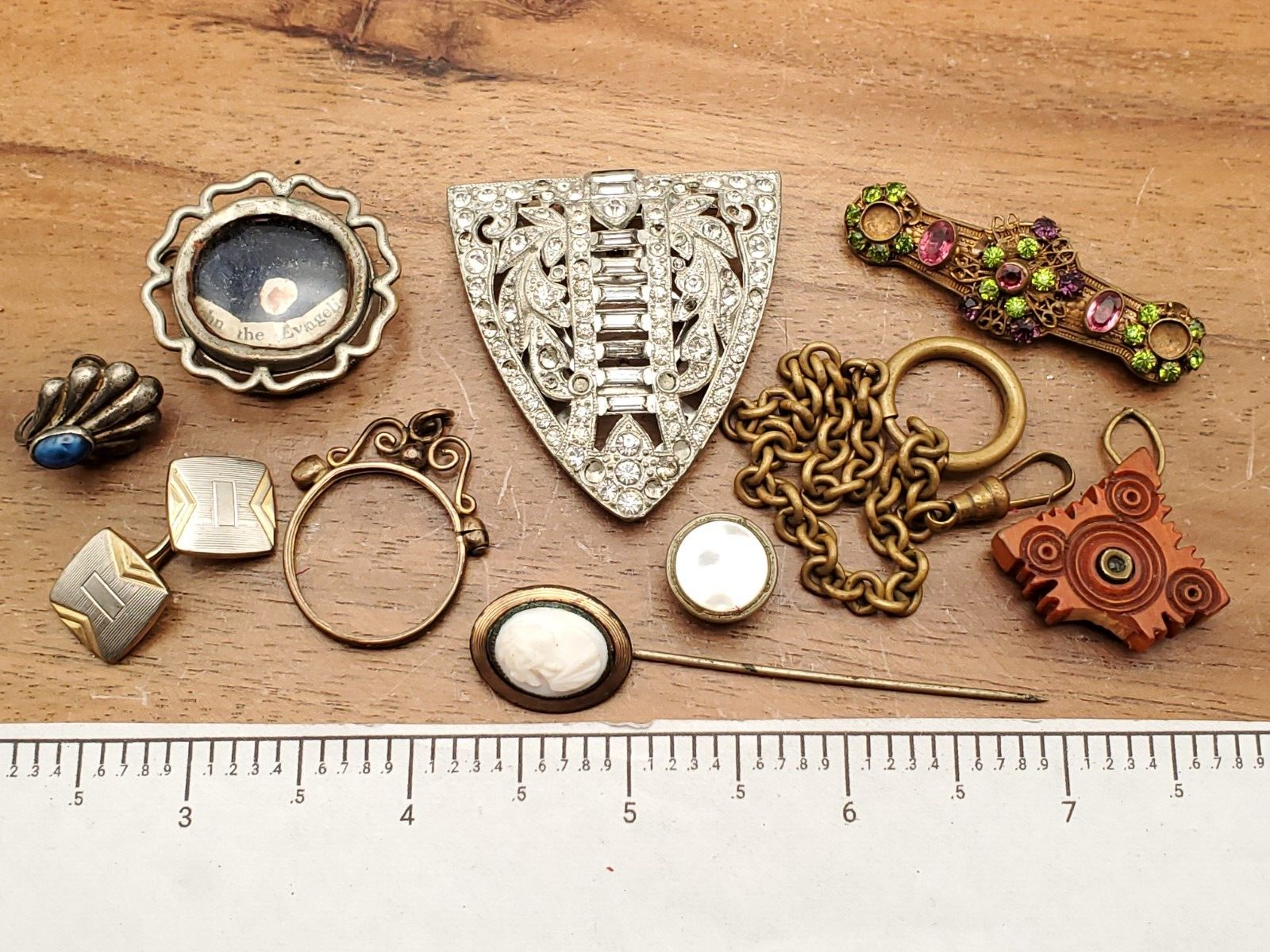 Vintage Antique Victorian Art Deco Craft Broken 10 Piece Jewelry Making Lot #8