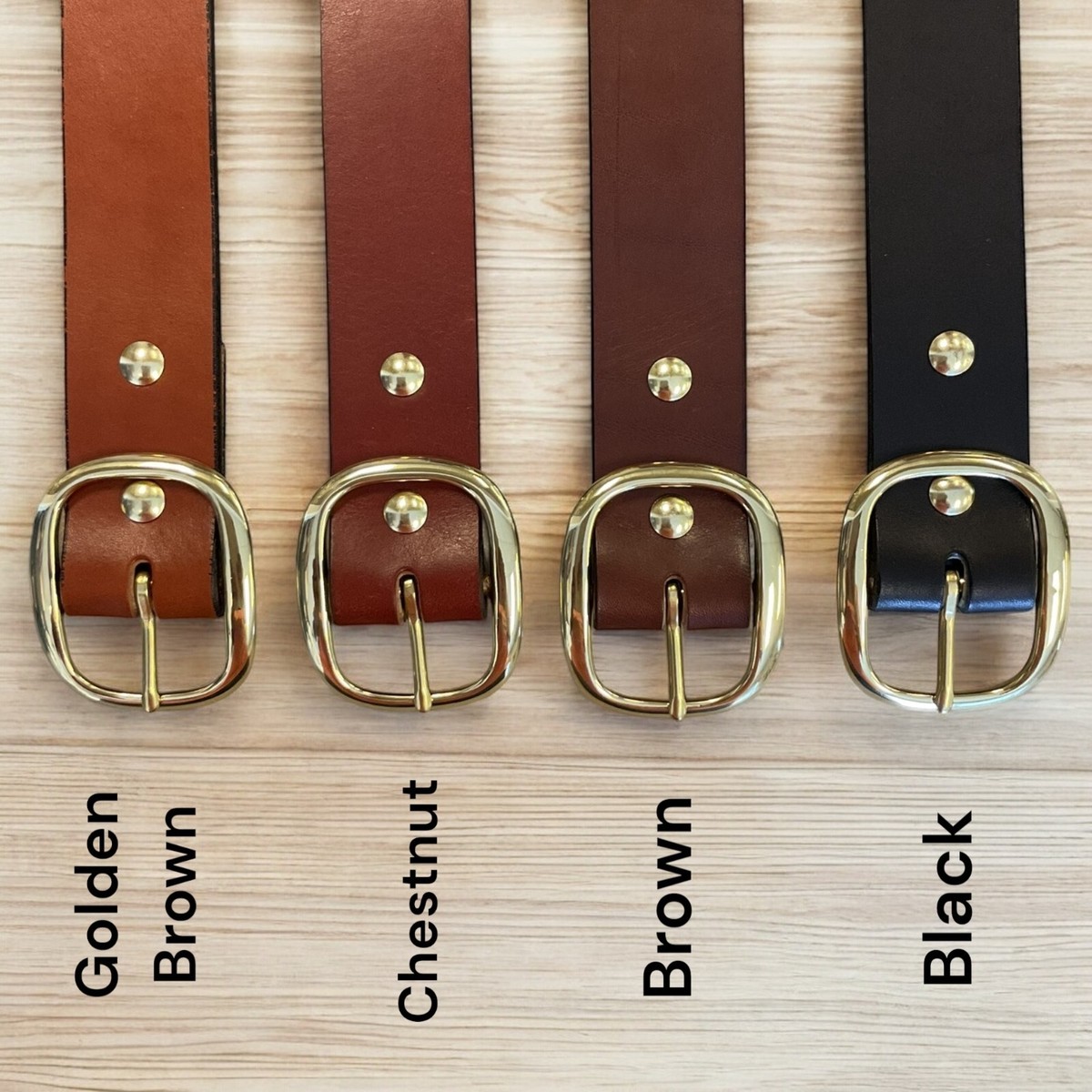 leather belt, full grain leather, choose belt color, brass finish