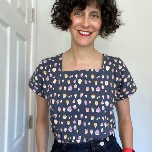 50er Jahre Muster, Bluse mit eckigem Ausschnitt, "schnell und einfach" - Brustumfang = 34" (86 cm) - Bild 2 von 9