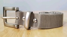Vintage 80's 90's Y2K Womens Metal Mesh Silver Belt Rock Punk Steam Punk Slinky