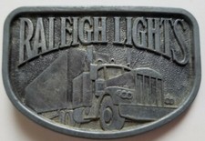 1980s Belt buckle Raleigh Lights Tobacco Semi Truck Trucking cigarettes Vtg
