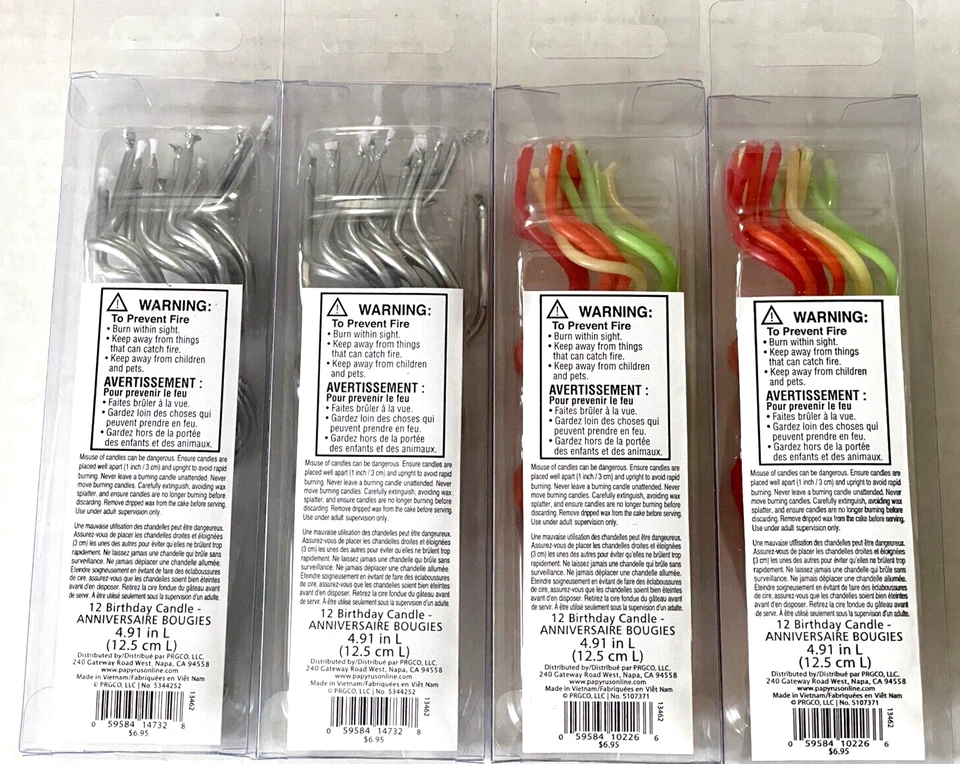 Lote de 4 velas de cumpleaños o de aniversario de papiro multicolor y plateadas Foto 4 de 4