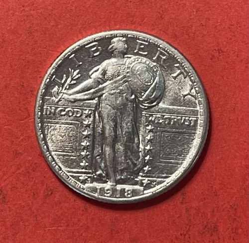 1918 D Standing Liberty Silver Quarter Dollar, Choice/Gem Uncirculated