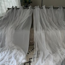 White Sheer Grommet Curtain Panels, Modern Solid Window Treatment for Any Room