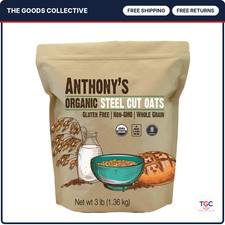Organic Steel Cut Oats 3 lb - Gluten Free, Non-GMO, Whole Grain Irish Oatmeal