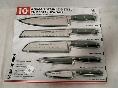 Schmidt Bros. 10Pcs German Stainless Steel Knife Set - Sea Salt  Protective Shea