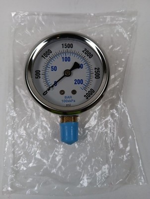 PRO -201L-254P 0-3000 PSI PRESSURE GAUGE 2 1/2 DIAL 1/4 MALE NPT CONNECTION