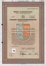 W&uuml;rttembergische Girozentrale Landeskommunalbank 1964 Stuttgart Mannheim 5000 DM