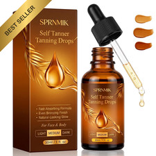 Organic Self Tanning Drops for Face and Body Sunless Tanner 1 Fl Oz Medium Glow