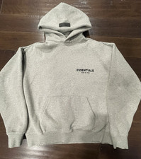 Essentials Fear of God Gray Pullover Hoodie XS Hooded Logo Pockets Fleece