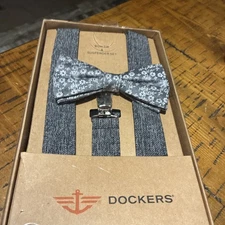 Dockers Bow tie & Suspender Set Grey Floral