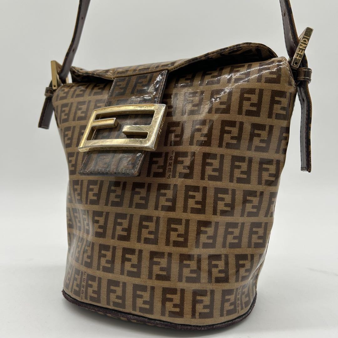 Fendi Mamma Bucket Zucchino Brown Patent Leather Shoulder Bag Japan