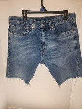 Men's 505 Levi's Cut Off Jean Shorts Blue Wash Size 34x39