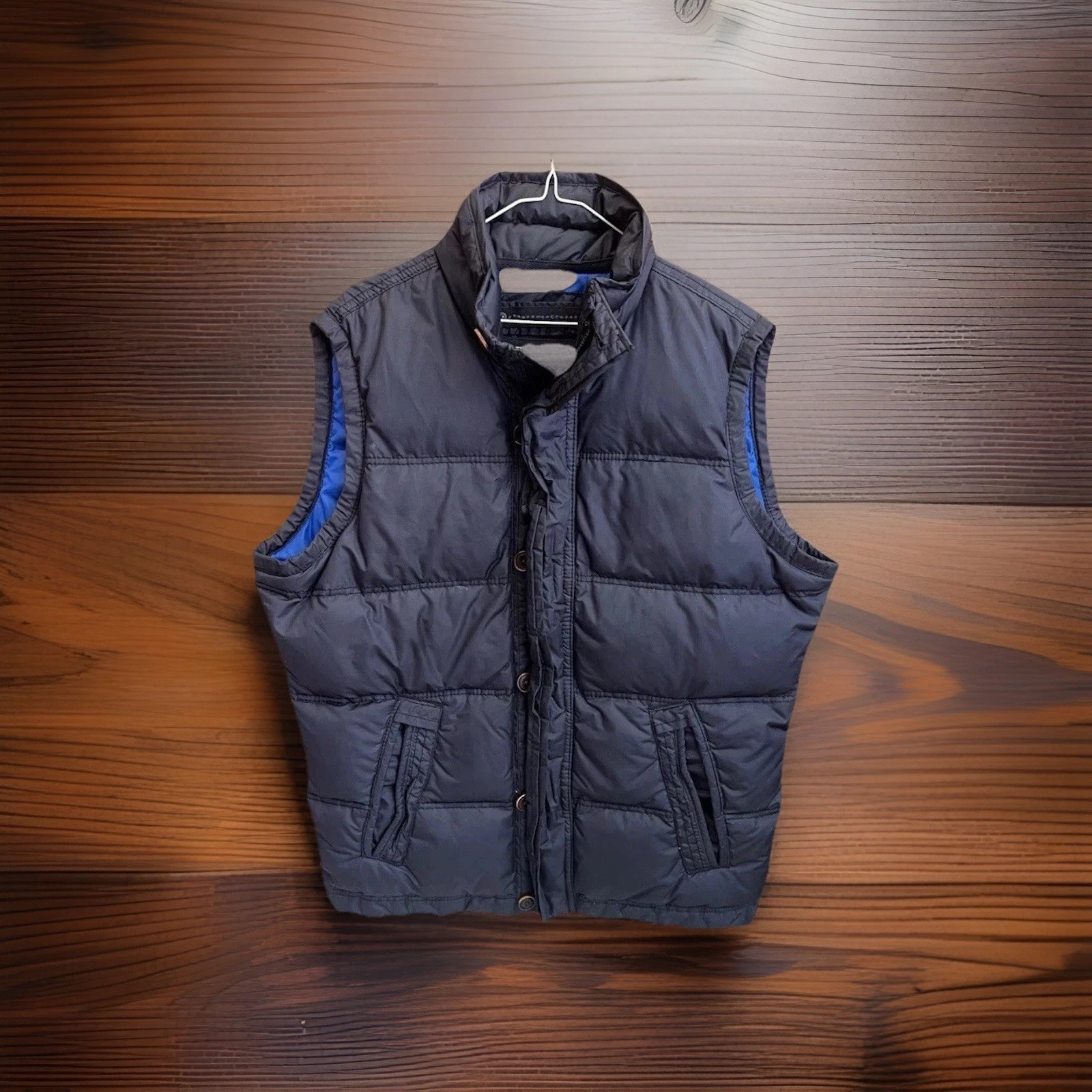 Abercrombie & Fitch Puffer Vest Mens XL Navy Blue Insulated Feather Down Vintage
