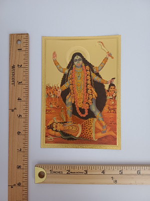 Kali Mata Hindu Goddess - HD Golden Plastic Paper Poster 5x7''