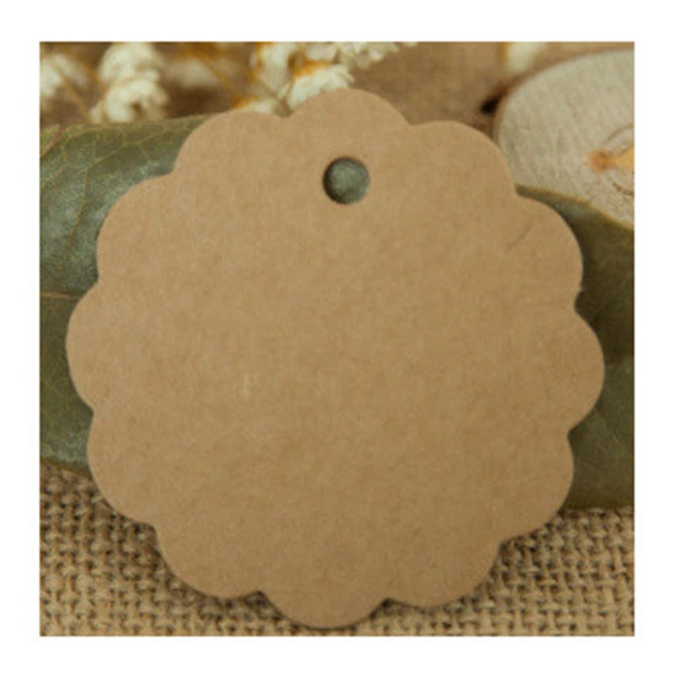 100 Blank Brown Kraft Paper Hang Tags Price Gift Cards Flower 60mm Wedding Party - Image 2 of 4