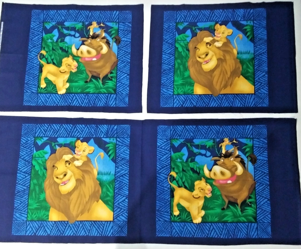 Disney Lion King Fabric - 45" x 34" in 3 pieces Simba Mufasa Pumbaa