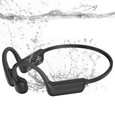 Swimming Headphones-Bone Conduction Headphones, IP68 Waterproof Open Black