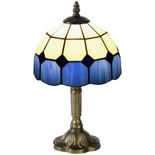 HOMCOM Tiffany-Style Table Lamp for Bedroom, Bulb not Included, Blue