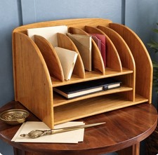 Organizador de Escritorio de Madera Vintage Curvo Danés Moderno Correo/Archivo Clasificador Estante
