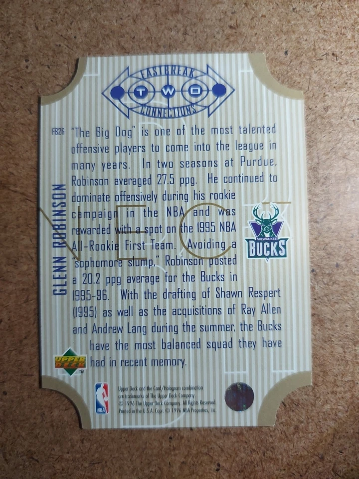 1996-97 Upper Deck #FB26 Glenn Robinson Fast Break Connections — 第 2/2 张图片