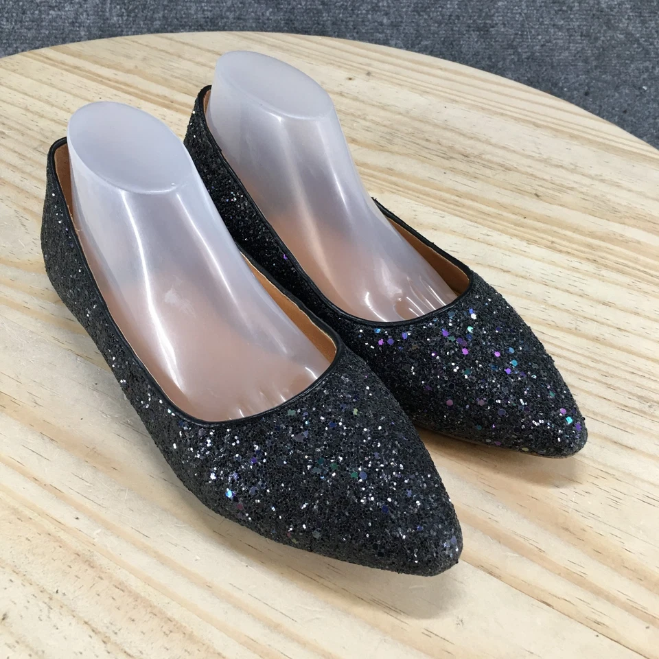 Zapatos NYLA para mujer 6 Stanley Ballet planos negros brillantes imitación cuero punta puntiaguda Foto 3 de 4