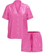 Victoria's Secret Glazed Satin Pink Short Sleeve Pajama Set