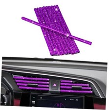10PCS Bling Car Air Vent Outlet Trim, Rhinestone Air Vent Decor Strip Purple