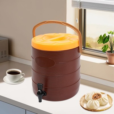 6.6gal Brown Insulated Beverage Dispenser Hot Cold Drink Dispenser with Faucet