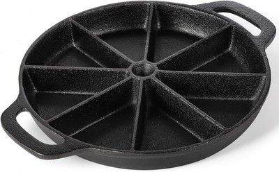 Cast Iron Wedge Pan, Non stick Round Corn Bread Skillet, Black 8-edges Biscuit
