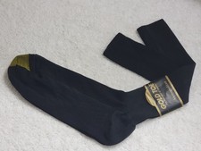 NEW VINTAGE GOLD TOE MEN'S METROPOLOTIAN MID CALF NYLON SOCKS 10-13 BLACK USA