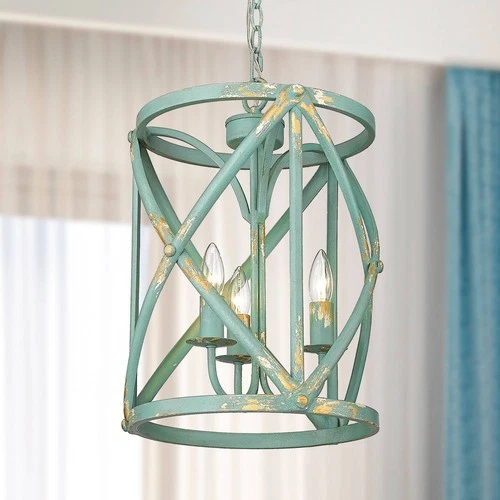 Alcott 13" Wide Antique Teal 3-Light Pendant - Picture 8 of 9