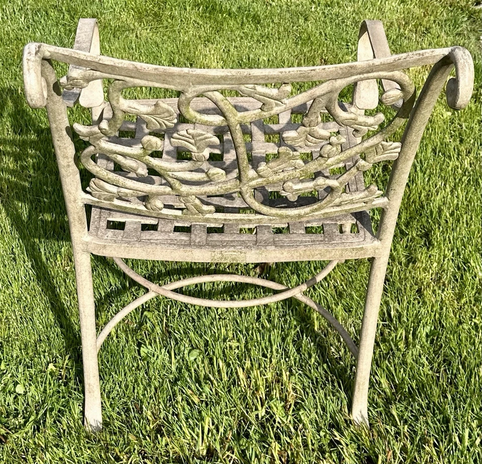 Vintage Cast Aluminum Wicker Vine Heavy Duty Weatherproof Patio Garden Arm Chair - Image 2 of 4