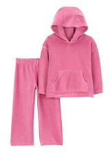 Carter's Pink Pullover Hoodie Pant Outfit Set Ribbed, 2-piece Size 3T