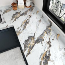 Black Gold Marble Contact Paper Peel and Stick Countertops 15.7" 78.7" White